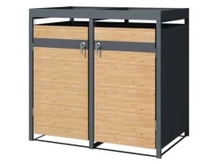 Mülltonnenbox 2Er Pflanzdach 240L Anthrazit-Lärchenoptik*ML-Design Clearance