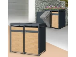 Mülltonnenbox 2Er Pflanzdach 240L Anthrazit-Lärchenoptik*ML-Design Clearance