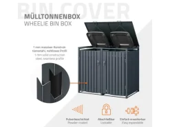 ML-Design Mülltonnenboxen|Mülltonnenbox 2Er für 2 Tonnen 240L 132x80x116,3 cm Anthrazit Stahl