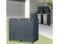 ML-Design Mülltonnenboxen|Mülltonnenbox 2Er für 2 Tonnen 240L 132x80x116,3 cm Anthrazit Stahl