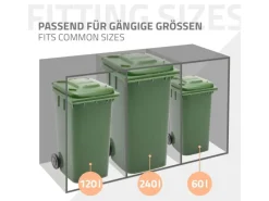 ML-Design Mülltonnenboxen|Mülltonnenbox 3Er für 3 Tonnen 240L 200x80x116,3 cm Anthrazit Stahl