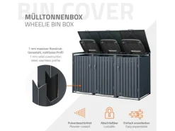 ML-Design Mülltonnenboxen|Mülltonnenbox 3Er für 3 Tonnen 240L 200x80x116,3 cm Anthrazit Stahl