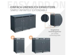 ML-Design Mülltonnenboxen|Mülltonnenbox 3Er für 3 Tonnen 240L 200x80x116,3 cm Anthrazit Stahl