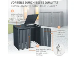 ML-Design Mülltonnenboxen|Mülltonnenbox 3Er für 3 Tonnen 240L 200x80x116,3 cm Anthrazit Stahl