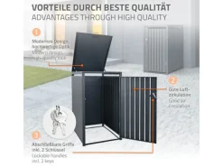 ML-Design Mülltonnenboxen|Mülltonnenbox 1Er für 1 Tonne 240L 68x80x116,3 cm Anthrazit Stahl
