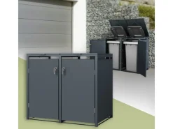 Mülltonnenbox 2Er 240L 132x80x116,3 cm Stahl*ML-Design Best