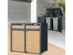 Mülltonnenbox 2Er Anthrazit-Lärchenoptik 132x80x116,3 cm*ML-Design Clearance