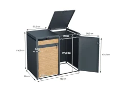 Mülltonnenbox 2Er Anthrazit-Lärchenoptik 132x80x116,3 cm*ML-Design Clearance