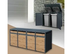 Mülltonnenbox 4Er 264x80x116,3cm 240L noptik*ML-Design
