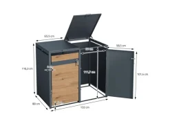 Mülltonnenbox 4Er 264x80x116,3cm 240L noptik*ML-Design