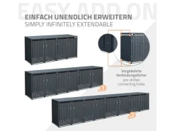 Mülltonnenbox 4Er für 4 Tonnen 240L 264x80x116,3 cm Anthrazit Stahl*ML-Design New