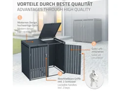 Mülltonnenbox 4Er für 4 Tonnen 240L 264x80x116,3 cm Anthrazit Stahl*ML-Design New