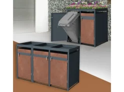 Mülltonnenbox 3Er Pflanzdach 200x80x116,3cm Anthrazit-Rost*ML-Design Outlet