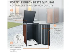 ML-Design Mülltonnenboxen|Mülltonnenbox 1Er für 1 Tonne 240L 68x80x116,3 cm Anthrazit-Rostoptik