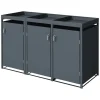 Mülltonnenbox 3Er mit Pflanzdach 240L 200x80x124cm Anthrazit aus Stahl*ML-Design Clearance