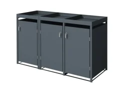 Mülltonnenbox 3Er mit Pflanzdach 240L 200x80x124cm Anthrazit aus Stahl*ML-Design Clearance