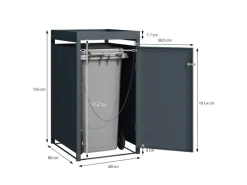Mülltonnenbox 3Er mit Pflanzdach 240L 200x80x124cm Anthrazit aus Stahl*ML-Design Clearance