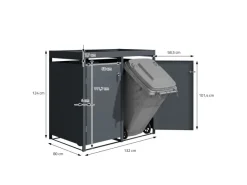 Mülltonnenbox 3Er mit Pflanzdach 240L 200x80x124cm Anthrazit aus Stahl*ML-Design Clearance