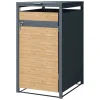 ML-Design Mülltonnenboxen|Mülltonnenbox 1Er 1 Tonne 240L 68x80x116,3 cm Anthrazit-Lärchenoptik