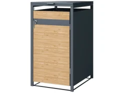 ML-Design Mülltonnenboxen|Mülltonnenbox 1Er 1 Tonne 240L 68x80x116,3 cm Anthrazit-Lärchenoptik