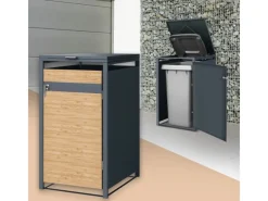 ML-Design Mülltonnenboxen|Mülltonnenbox 1Er 1 Tonne 240L 68x80x116,3 cm Anthrazit-Lärchenoptik