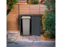 ML-Design Mülltonnenboxen|Mülltonnenbox 1Er 1 Tonne 240L 68x80x116,3 cm Anthrazit-Lärchenoptik