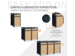 ML-Design Mülltonnenboxen|Mülltonnenbox 1Er 1 Tonne 240L 68x80x116,3 cm Anthrazit-Lärchenoptik