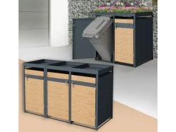 Mülltonnenbox 3Er Pflanzdach 240L Anthrazit-Lärchenoptik*ML-Design Hot