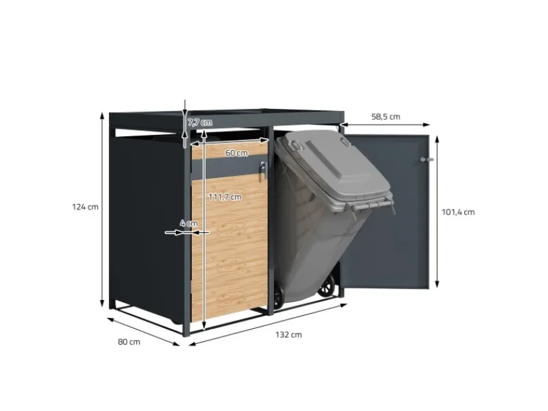 Mülltonnenbox 3Er Pflanzdach 240L Anthrazit-Lärchenoptik*ML-Design Hot