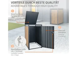 ML-Design Mülltonnenboxen|Mülltonnenbox 1Er für 1 Tonne 240L 68x80x116,3cm Anthrazit-Eichenoptik