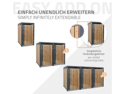 ML-Design Mülltonnenboxen|Mülltonnenbox 1Er für 1 Tonne 240L 68x80x116,3cm Anthrazit-Eichenoptik