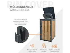 ML-Design Mülltonnenboxen|Mülltonnenbox 1Er für 1 Tonne 240L 68x80x116,3cm Anthrazit-Eichenoptik