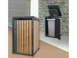 ML-Design Mülltonnenboxen|Mülltonnenbox 1Er für 1 Tonne 240L 68x80x116,3cm Anthrazit-Eichenoptik