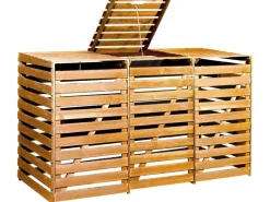 Mülltonnenboxen|Mülltonnenbox für 3 Tonnen Honigbraun imprägniert