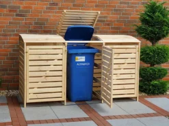 Promadino Mülltonnenboxen|Mülltonnenbox Vario III für 3 Tonnen Natur