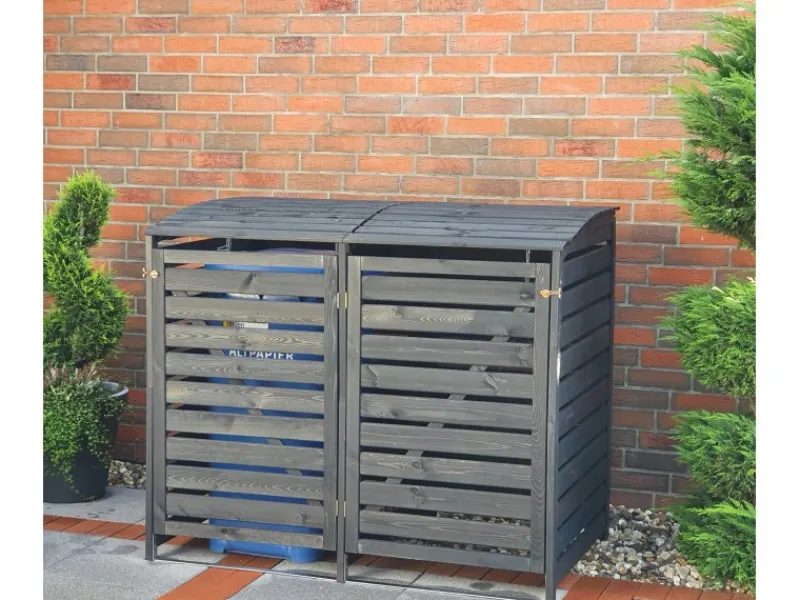 Mülltonnenbox Vario III für 2 Tonnen Anthrazit*Promadino Clearance