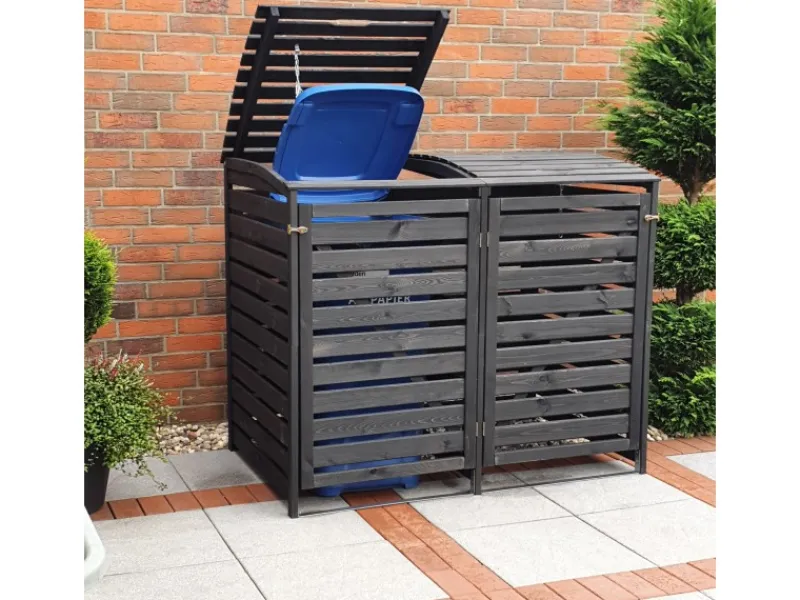 Mülltonnenbox Vario III für 2 Tonnen Anthrazit*Promadino Clearance