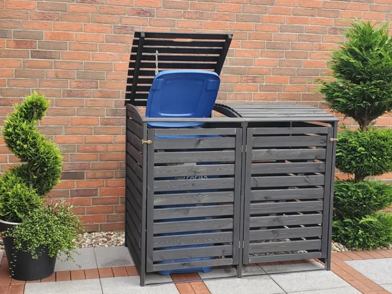 Mülltonnenbox Vario III für 2 Tonnen Anthrazit*Promadino Clearance