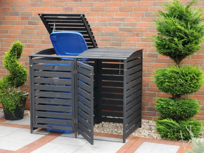 Mülltonnenbox Vario III für 2 Tonnen Anthrazit*Promadino Clearance