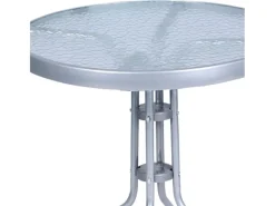 BistRotisch Glas und Metall Rund60cm H70cmSilberfarben Balkontisch Gartentisch Glastisch*Mojawo