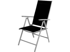 Gartenstuhl Hochlehner 7 Pos verstellbar klappbar Klappstuhl witterungsbeständig Aluminium SCHWARZ*Mojawo Discount