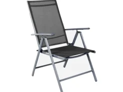 Gartenstuhl Hochlehner 7 Pos verstellbar klappbar Klappstuhl witterungsbeständig Aluminium SILBER und ANTHRAZIT*Mojawo New