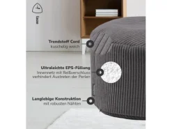 mokebo Sitzkissen|Pouf oder Sitzhocker aus Cord Der Faule Lenz Fußhocker in mit EPS-Perlen Füllung