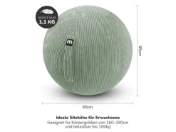 mokebo Fitnessgeräte|Stoff Sitzball Büro Ergonomisch Der Sportliche Sitzball mit Pumpe oder Pezziball mit Cordbezug in