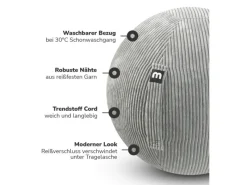 mokebo Fitnessgeräte|Stoff Sitzball Büro Ergonomisch Der Sportliche Sitzball mit Pumpe oder Pezziball mit Cordbezug in