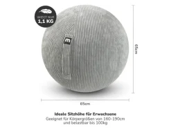 mokebo Fitnessgeräte|Stoff Sitzball Büro Ergonomisch Der Sportliche Sitzball mit Pumpe oder Pezziball mit Cordbezug in