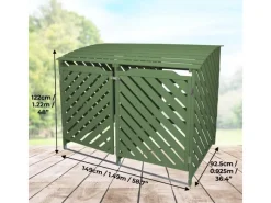 Monstershop Mülltonnenboxen|Mülltonnenbox Garten 2er Tonne Holz  Salbeigrün