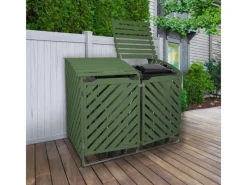 Monstershop Mülltonnenboxen|Mülltonnenbox Garten 2er Tonne Holz  Salbeigrün