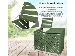 Monstershop Mülltonnenboxen|Mülltonnenbox Garten 2er Tonne Holz  Salbeigrün