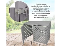 Monstershop Mülltonnenboxen|Mülltonnenverkleidung 2er Tonnen 240L Holz grau gewaschen
